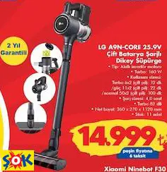 LG A9N-CORE 25.9V ÇİFT BATARYA ŞARJLI DİKEY SÜPÜRGE
